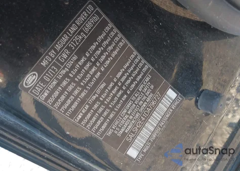 2013 Land Rover Range Rover Sport Supercharged z USA, uszkodzony, nr VIN SALSH2E41DA796727